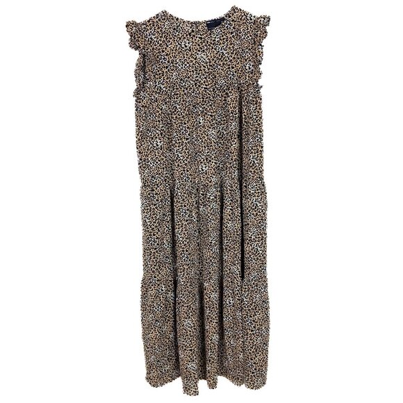 ASOS Dresses & Skirts - NWOT ASOS DESIGN Sleeveless Tiered Midi Dress With Frills Leopard Print Size 8
